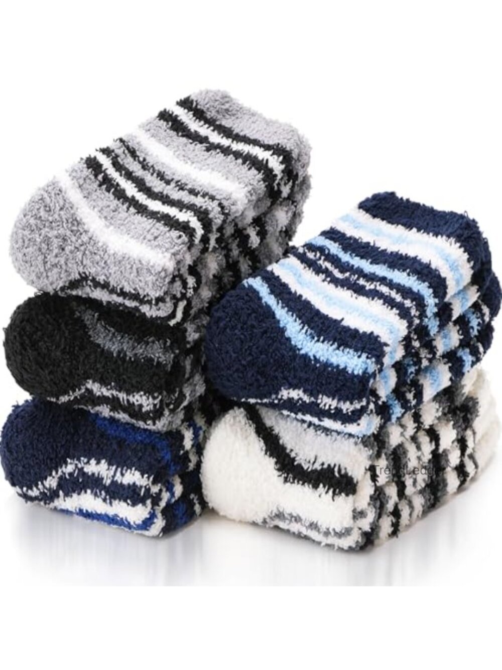 Fuzzy Slipper Socks Coral Velvet Microfiber Warm Winter Crew Socks 6 Pairs